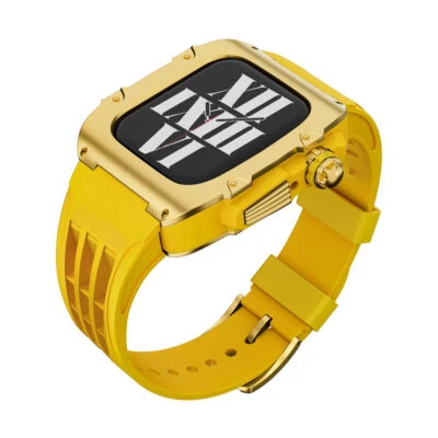 Funda de acero inoxidable premium + correa de silicona AP Mod Kit para Apple Series 9 8 7 6 Foto 1 de 4