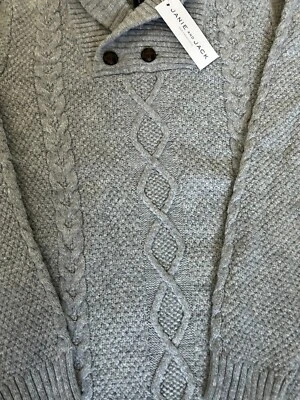 NEW 12 Janie and Jack BOY Heather Grey Shawl Collar Cable Pullover Sweater - Image 1 of 2