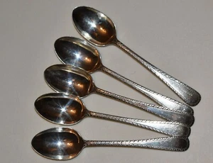 Five Hallmarked George V Demitasse English Silver Spoons, Sheffield 1921,  - Picture 1 of 5