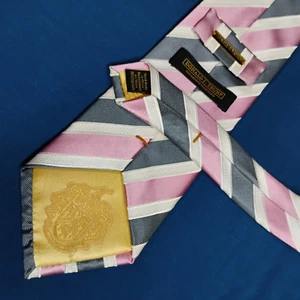 Donald J. Trump Signature Men's Silk Neck Tie Stripped Pink Gray 58 X 3.75 - Picture 1 of 6