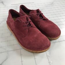 Birkenstock Gary Shoes Womens 7 Mens 5 Maroon Red Suede Lace Up Derby Cork Sole