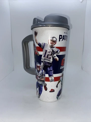 New England Patriots 6x Champions Travel Mug With Handle & Lid 16 oz  PL2 Cover