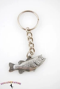 Largemouth Bass Fish Pewter Keychain - Picture 1 of 1