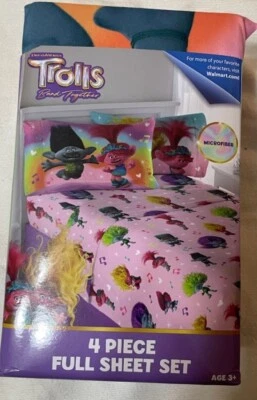 Juego completo de 4 hojas de microfibra Dreamworks Trolls Band Together (545/6) Foto 1 de 2