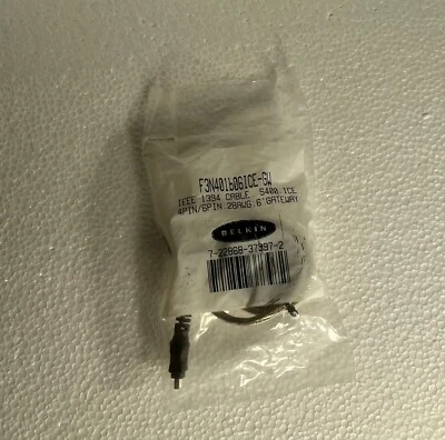 Belkin IEEE 1394 Cable S 400 ICE 4PIN/6PIN: 28AWG 6 Foot - Image 1 of 3