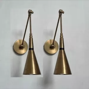 Antique Brass Wall Sconce, Bedside Wall Light, Mid-Century Wall Sconce, Minimal - Picture 1 of 1