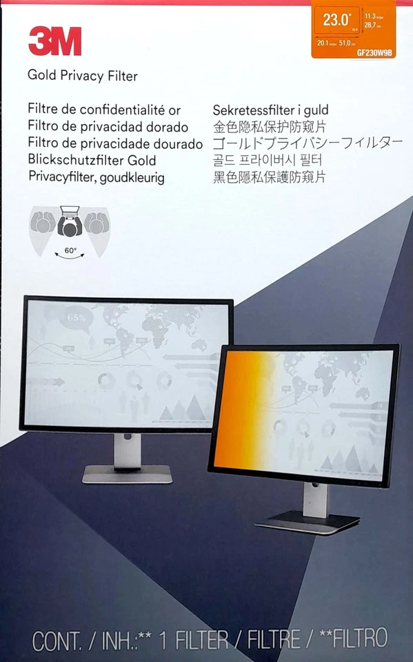 3M Widescreen Gold Privacy Filter 23 In 23" Screen Filter Monitor - Image 1 of 1