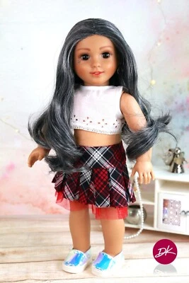 Peluca Muñeca Personalizada 18 Pulgadas Grace Gris Peluca Repuesto 11" Cabeza Muñeca Americana Peluca Foto 1 de 4