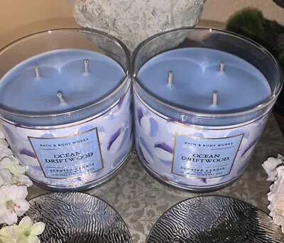 (2) NUEVAS VELAS PERFUMADAS BATH & BODY WORKS OCEAN DRIFTWOOD GRANDES LLENAS DE 3 MECHAS Foto 1 de 4