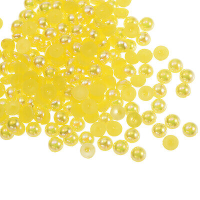 200Stück ABS Halbe Perlen 5mm Harz Rückenperlen Glänzende Imitation Bunte Gelb • 10.39€