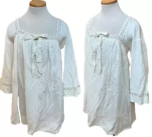 NEW Free People OVERSIZED TUNIC TOP WHITE 3/4 SLEEVE SZ L - Picture 1 of 6
