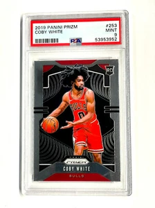 Panini Prizm #253 2019 Coby White Chicago Bulls novato PSA 9 como nuevo - Imagen 1 de 3