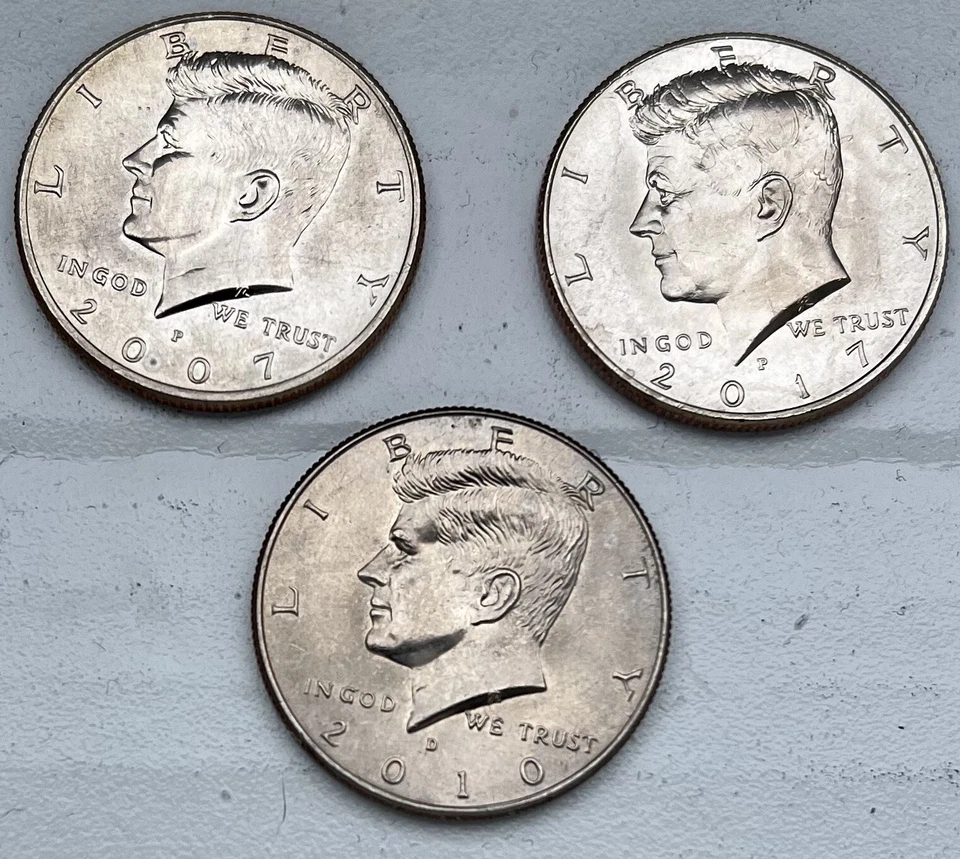 NIFC Kennedy Half Dollar Coins Lot of 3,  2007 P, 2010 D, 2017 P, Clad - Image 1 of 2