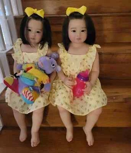 Bambola Reborn 30 pollici finitura artistica bambina bambole realistiche capelli neri radicati giocattoli - Foto 1 di 9