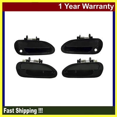 Outside Door Handle New For Honda Accord 1998-2002 Smooth Black Set of 4PCS - Image 1 of 4