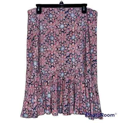 CHAPS Falda Grande Mujer Hasta la Rodilla Volantes Dobladillo Estampado Geométrico Rojo Blanco Azul” Foto 1 de 4