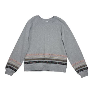 Hanna Andersson Sweatshirt Girls 12 (150 CM) Gray Ribbon Floral Trim Boho Artsy - Picture 1 of 11