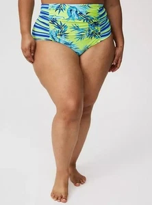 Torrid Tropical Teal Blue Lime Green High-Waisted Bikini Bottoms 3X NWT - Picture 1 of 4