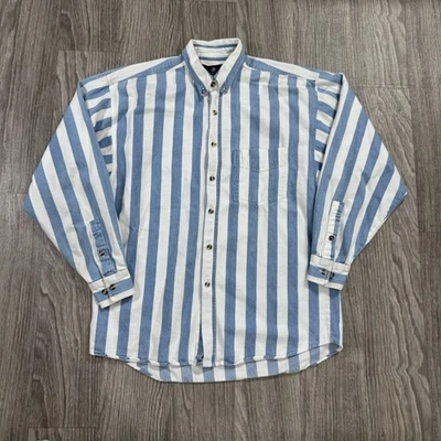 Double Impact Shirt Mens Striped Button Down Casual 90s Retro Multicolor Large - Image 1 of 3
