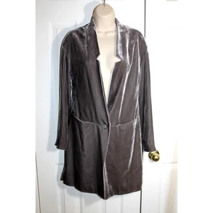 Poetry Long Length Gray Silk Blend Velvet Jacket sz 4 - Picture 1 of 4