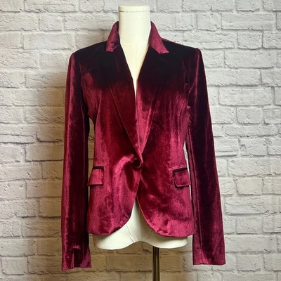 ark & co. Women's M Burgundy Velvet Blazer Single Button Jacket - Image 1 of 4