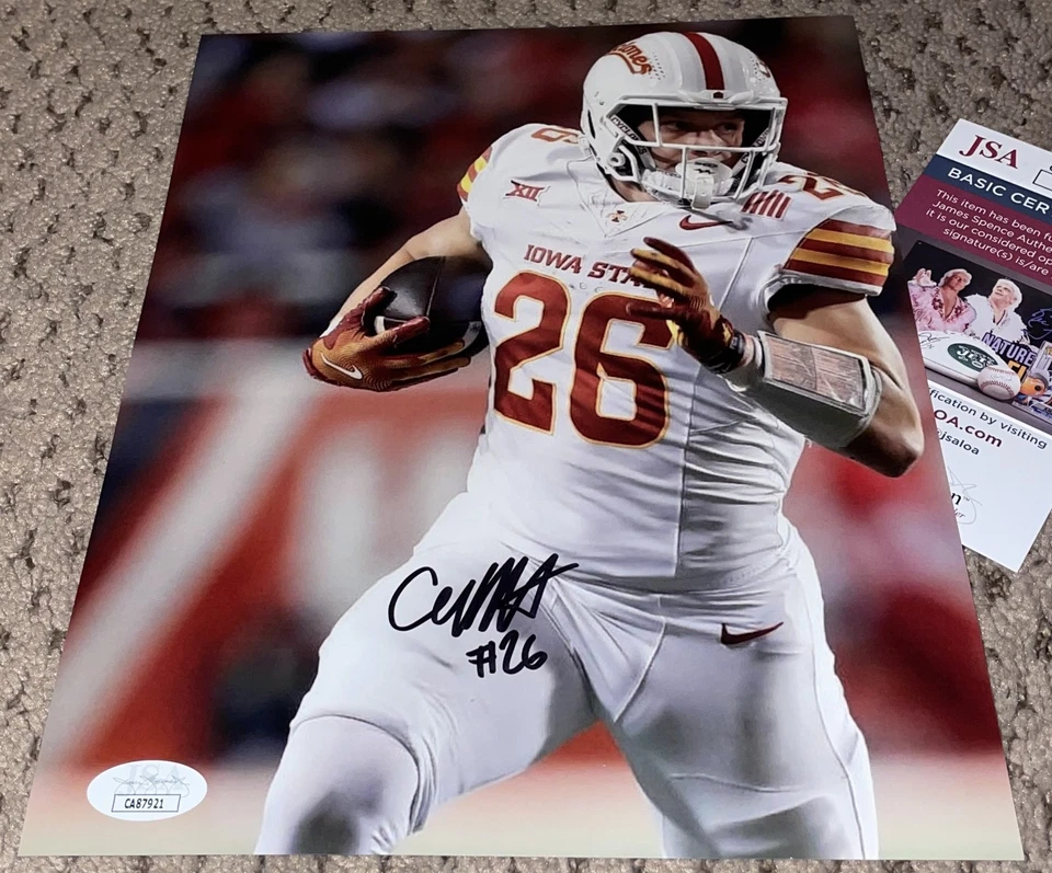 CARSON HANSEN SIGNED 8X10 PHOTO IOWA STATE FOOTBALL JSA AUTOGRAPH ST CYCLONES - Image 1 of 1