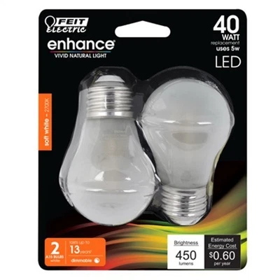 Feit A15 E26 (Medium) LED Bulb Soft White 40 Watt Equivalence 2 pk - Image 1 of 2