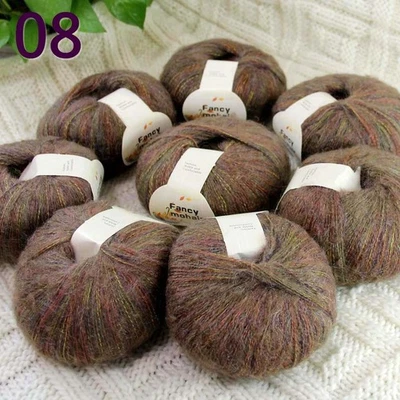 Sale 8 SkeinsX50gr Fluffy Soft MOHAIR Rainbow Shawls Hand Knit Crochet Yarn 08 - Image 1 of 4