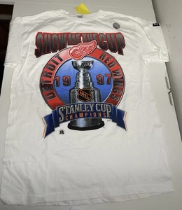 Vtg Starter 90s Detroit Red Wings NHL Hockey 1997 Stanley Cup T Shirt XL/youth - Picture 1 of 4