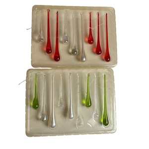 15 Pier 1 Imports Glass Icicle Tear Drop Christmas Ornaments Clear Red Green - Picture 1 of 3