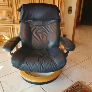 Original Stressless Ekornes - Relaxsessel - aus blauem Leder - gebraucht. - Bild 1 von 3