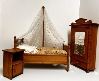 Antique French Doll Faux Bamboo Bedroom Set - Image 1 of 4