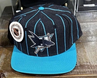 Gorra gorra gorra vintage años 90 San Jose Sharks a rayas Top of the World Snapback-NUEVA CON ETIQUETAS Foto 1 de 4