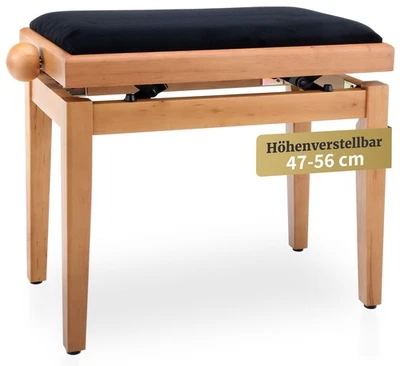 Klavierbank Klavierstuhl Pianobank Höhenverstellbar Hocker Kirsche hell matt - Bild 1 von 4