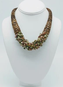 COLLAR ARTESANAL HECHO A MANO CON RACIMO DE PIEDRAS PRECIOSAS UNAKITA DECLARACIÓN - Imagen 1 de 6