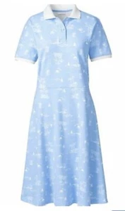 LANDS’ END Velero Polo Vestido Azul Blanco Náutico Palmera Talla M 10-12 - Imagen 1 de 11