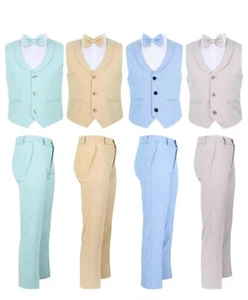 Conjunto de 3 piezas de chaleco formal de boda de un solo pecho para bebé niño - Imagen 1 de 18