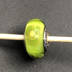Pandora Flor 3 Pétalos Verde Lima Amarillo Cristal Murano Dije S925 ALE 790648 - Imagen 1 de 5