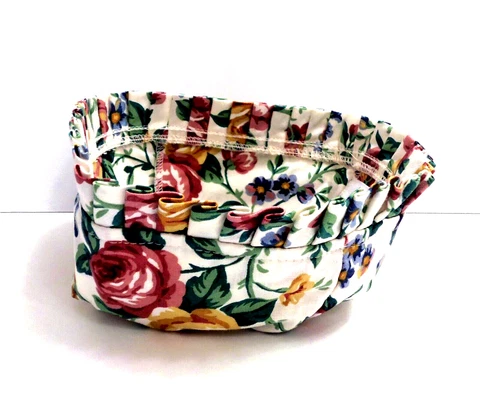 Longaberger Small Rose Floral Square Basket Liner Only 5" USA 100% Cotton Cover