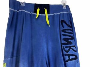 Zumba Unisex Cropped Harem Pants Blue Ombré Size M Mint Condition