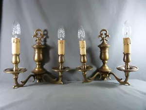 Paar französische modernistische Wandleuchten mit 2 Leuchten in vergoldeter Bronze 🙂 - Bild 1 von 9