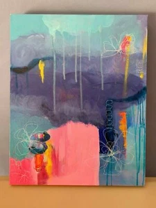 Original Abstract Art Canvas Acrylic Signed Artist Tracy Eau Claire Texture #6 - Picture 1 of 6