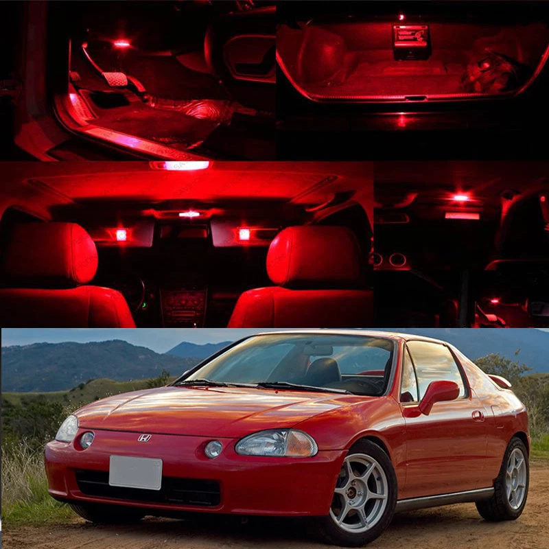 For 93-97 Honda Civic Del Sol RED Interior LED Bulb Xenon Dome Trunk Plate - Image 1 of 1