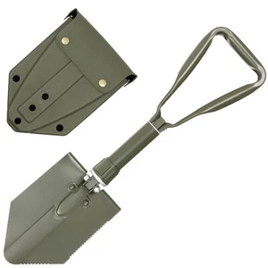 GERMAN ARMY FOLDING SHOVEL SPADE SAW with CASE BUSHCRAFT TRAVEL CAMPING OLIVE OD - Picture 1 of 1