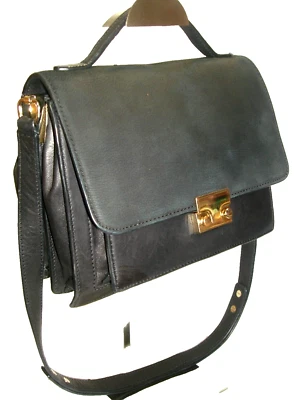 Bolso de Hombro Loeffler Randall Negro Suave Nubuck y Cuero Rider Satchel ¡Como Nuevo! Foto 1 de 4