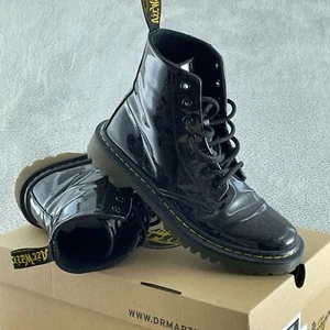Dr. Martens Black Patent Glitter Luana Combat Boots Womens 7 NWOB S069 - Picture 1 of 7