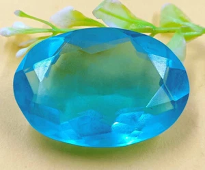 London Sky-Blue Topaz 100 Ct Transparent Oval Cut Loose Certified Gemstone KKG