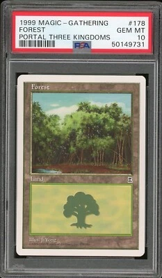1999 Magic the Gathering MTG Portal Three Kingdoms 178 Forest PSA 10 P3K - Image 1 of 2