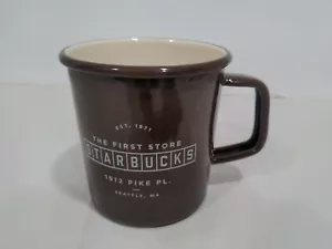 STARBUCKS Mug FIRST STORE Seattle PIKE Brown Metal TIN 14-oz 2019 Coffee Cup - Picture 1 of 6