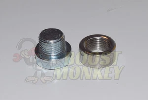 Stainless Steel Weld On O2 Oxygen Sensor Bung with Mild Steel Plug Bolt Cap - Picture 1 of 1